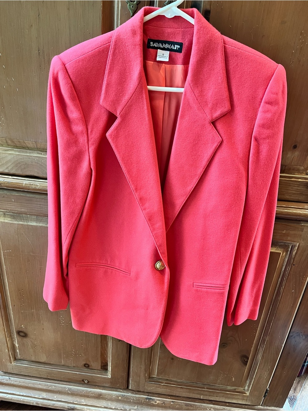NEW!! PEACH/CORAL WOOL ONE BUTTON BLAZER. SIZE 8